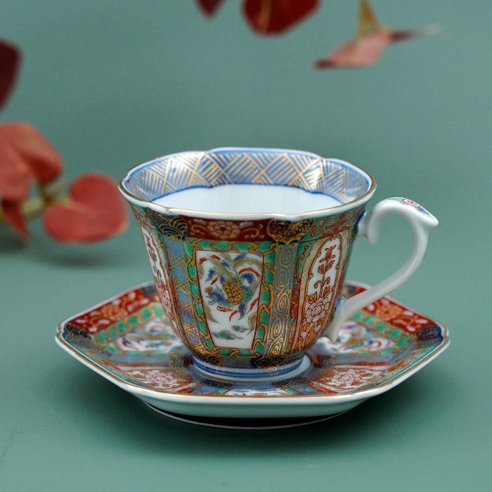 有田焼 復刻古伊万里 錦色絵 デミタスコーヒーカップ＆ソーサー【送料