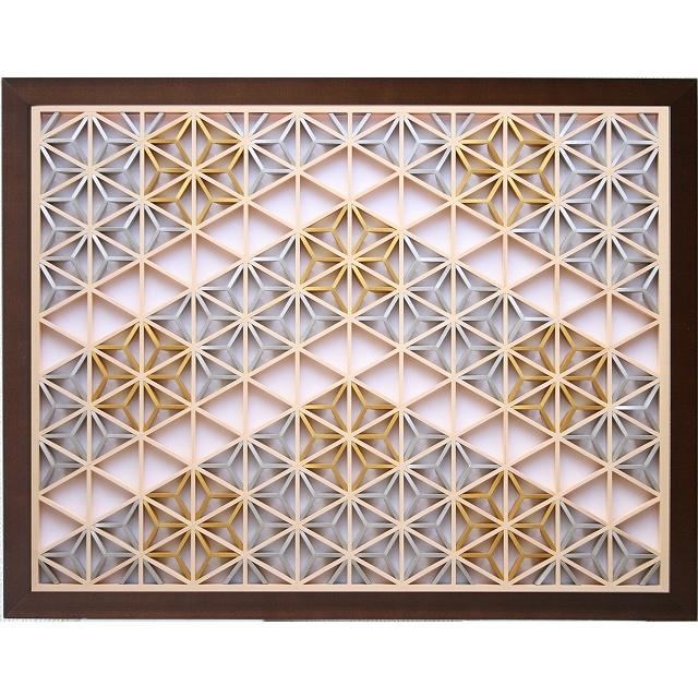 和モダン アートパネル 組子色彩葉 【金銀麻の葉 ちらし 2色1号