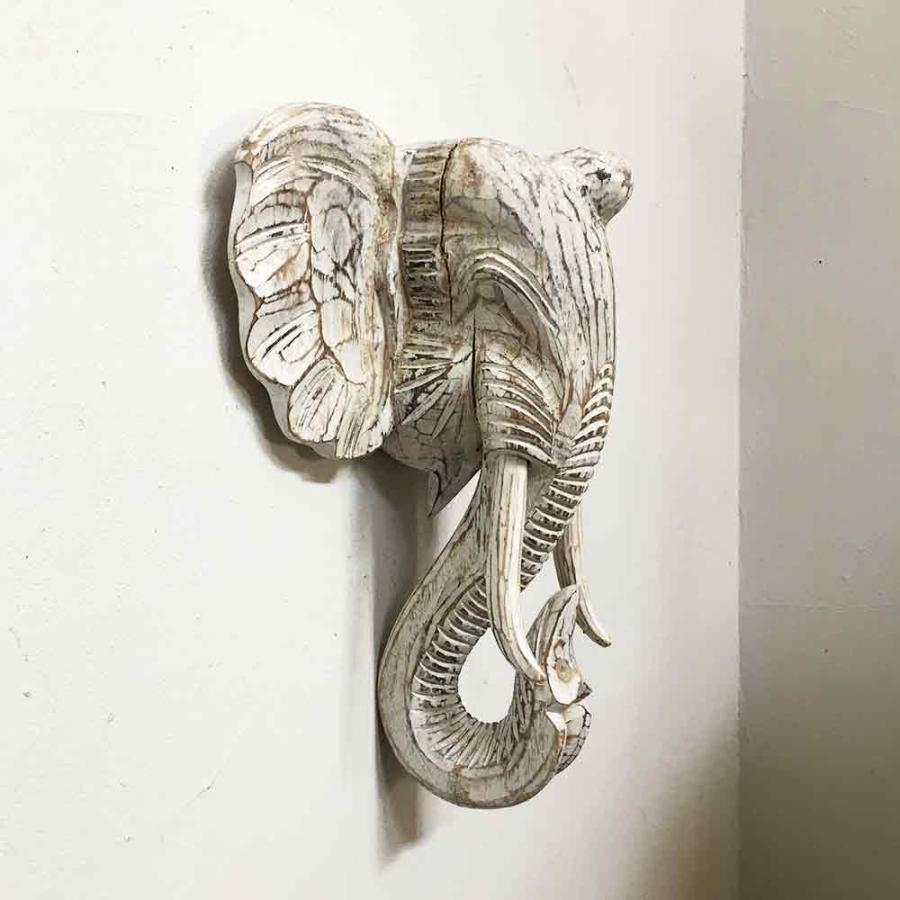 象の壁掛け ゾウのオブジェ 木製 オブジェ : アジアンバリ雑貨石材の