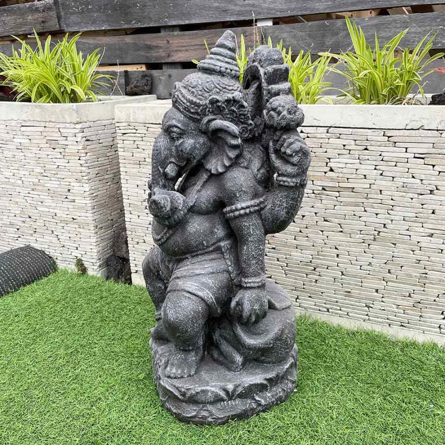 石像 バリ島 ガネーシャ H60cm グレー セメント製 置物 おしゃれ 石