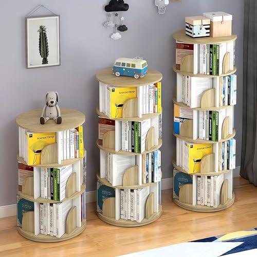 LeYoi 本棚 回転式本棚 大容量 直径46CM A4紙が入る高さ 漫画絵本棚