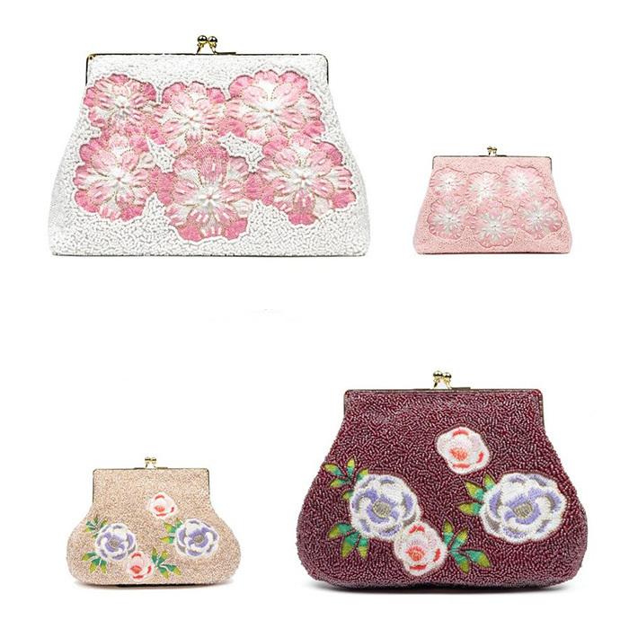 KYOETSU（京越） (ビーズバッグ)バッグ ピンク 白 ベージュ ワイン 桜