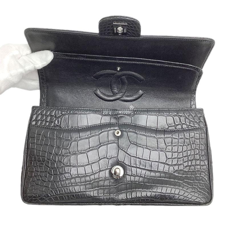 CHANEL シャネル ダブルフラップ チェーンショルダー クロコダイル
