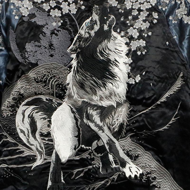 絡繰魂 粋 からくりだましい いき 桜吹雪 狼 柄 刺繍 和柄