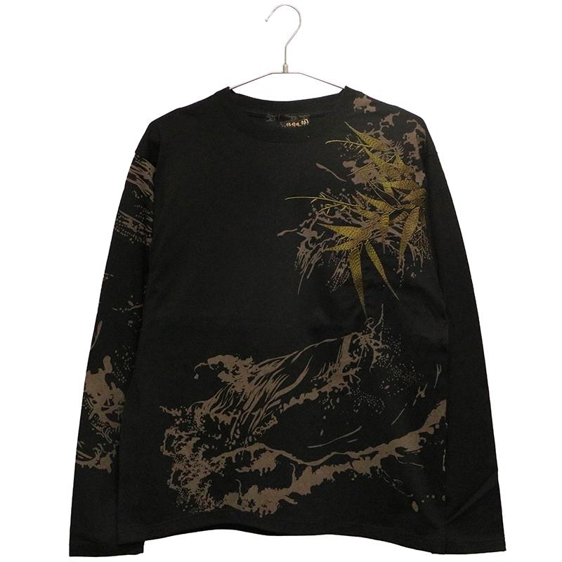 絡繰魂 粋 からくりだましい いき 信長の虎 刺繍 和柄 長袖Tシャツ