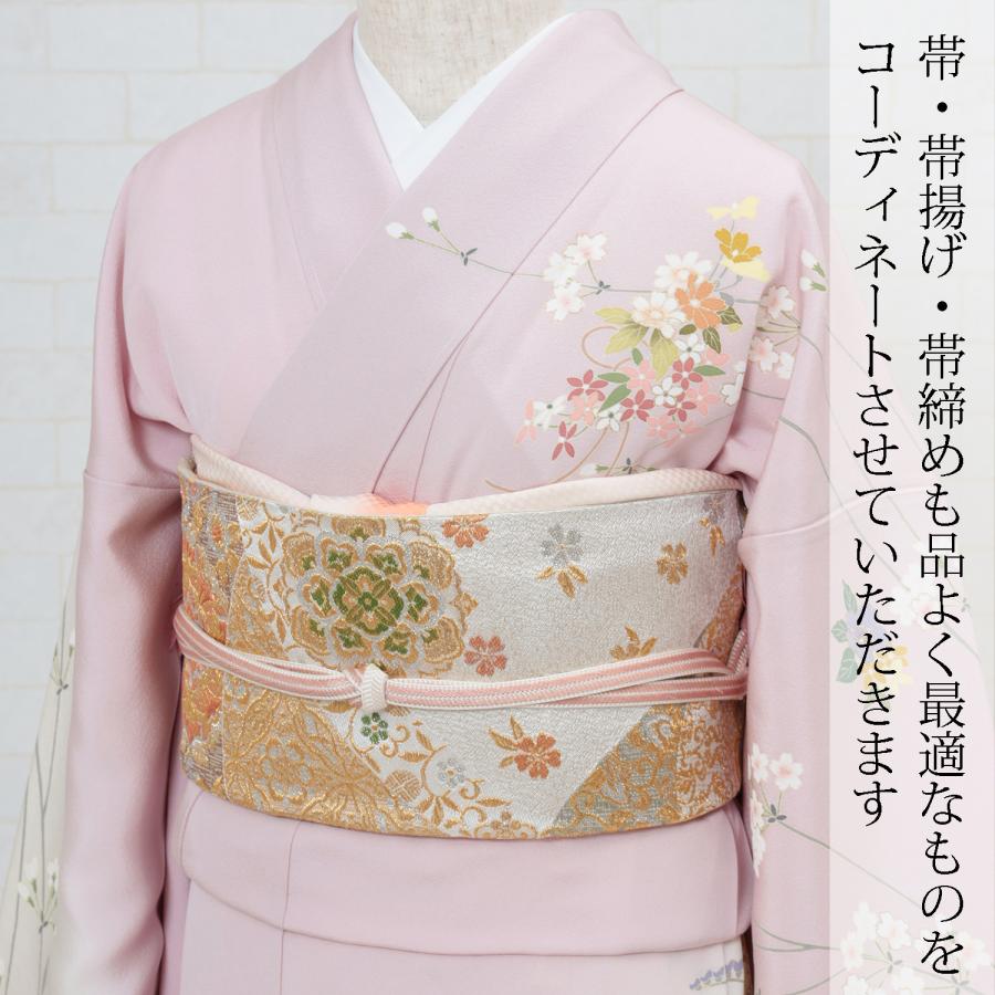 訪問着 レンタル 正絹 京友禅 ピンク撫子色 草花 着物 七五三 お宮参り