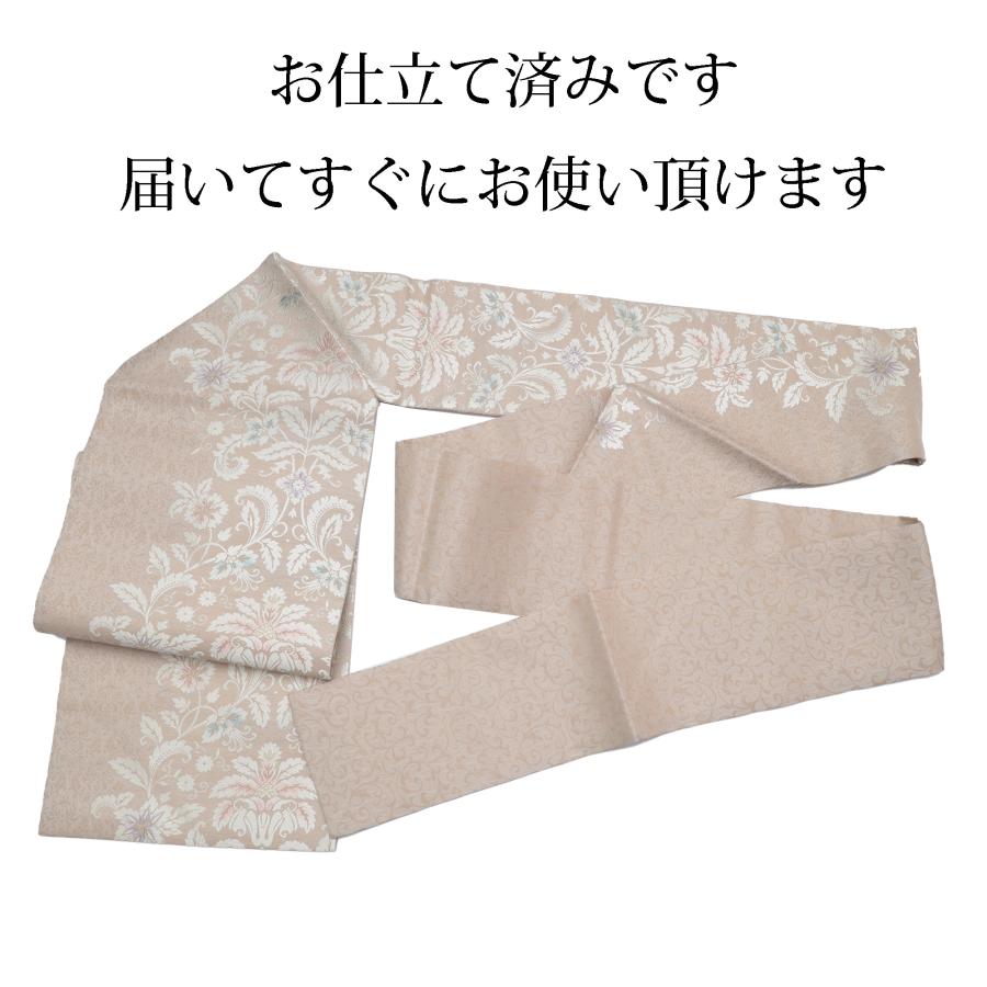 名古屋帯 正絹 仕立て上がり 冬用 袷 単衣 レディース 帯 ベージュ