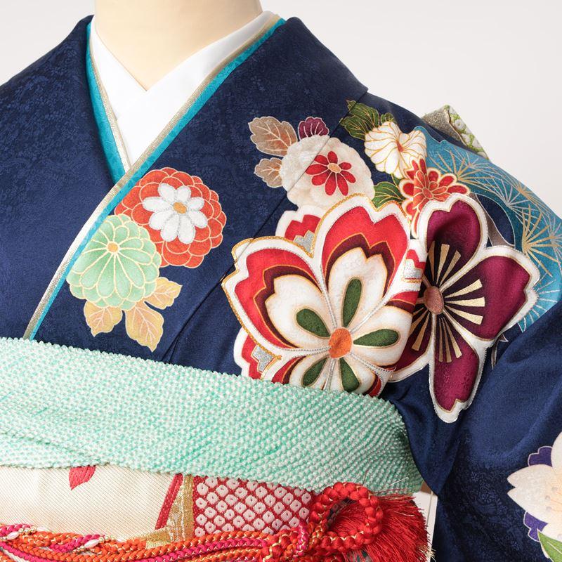 振袖レンタル 成人式 フルセット 1月 振袖 レンタル 青 紺 古典 松竹梅