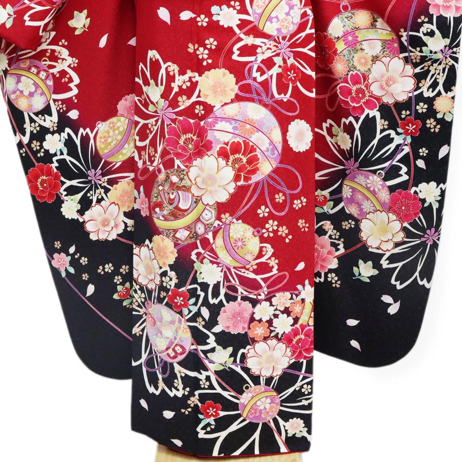 振袖レンタル 成人式 フルセット 1月 赤 黒 身長160〜164.5cm 鈴 桜