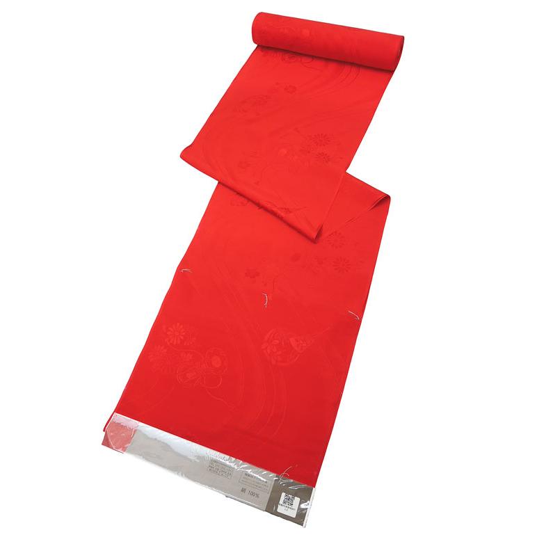 振袖用 正絹 長襦袢 j-005 赤色 朱赤 絹100％ 反物 未仕立て品 送料