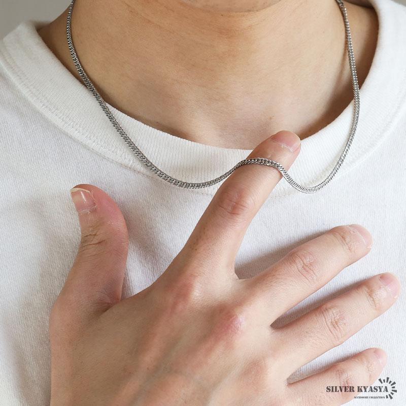 幅3mm ステンレス ダブル喜平チェーンネックレス 6面カット silver