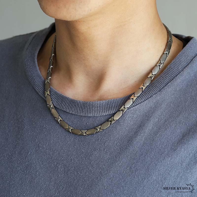 純チタン ゲルマニウム10粒 磁気ネックレス シルバー Titanium チタン