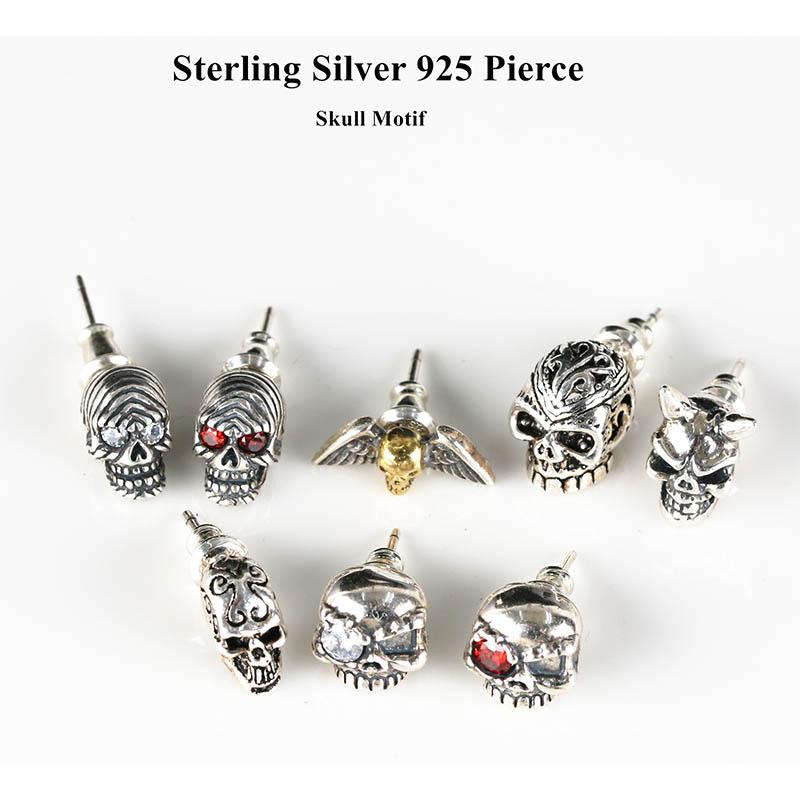 シルバー925素材 スカルピアス 髑髏 ドクロ ピアス 925 スタッドピアス