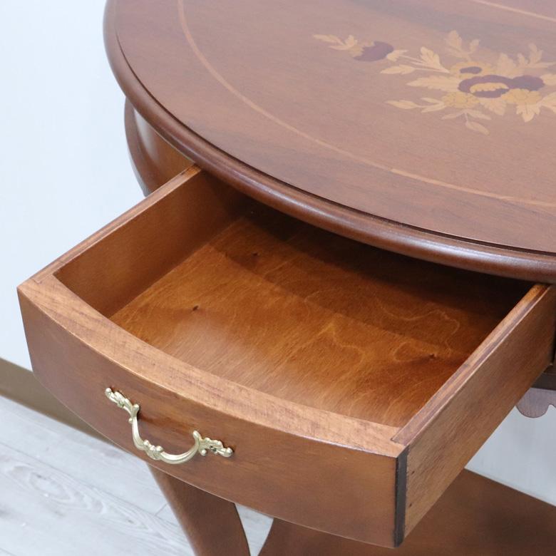 イタリア 象嵌 コンソール W90cm 823 引き出し付き花台 フラワー