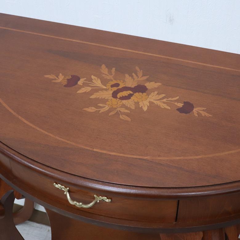 イタリア 象嵌 コンソール W90cm 823 引き出し付き花台 フラワー