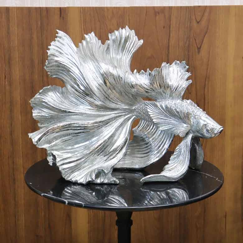 金魚 ショーベタ オブジェ 置物 シルバー オーナメント : インテリア