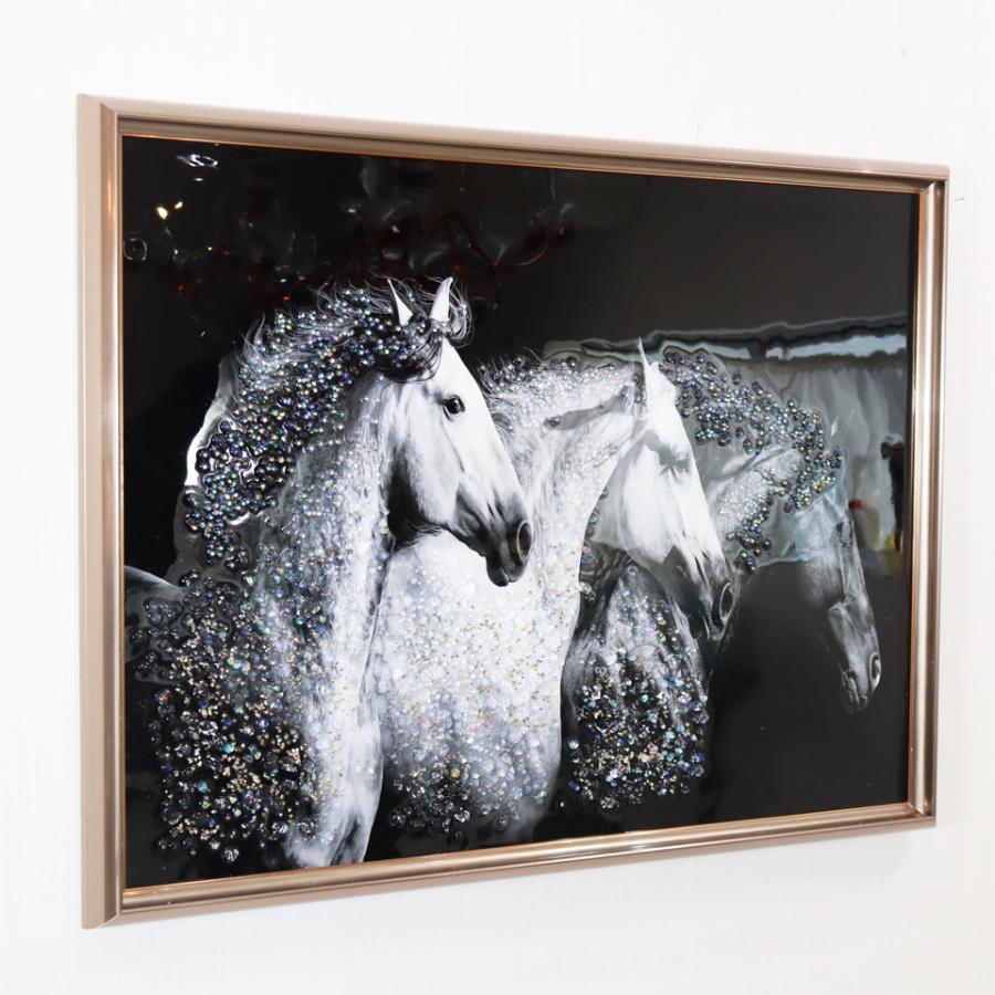 アートフレーム 未来を信じて 馬 3頭 ニューヨーク 絵画 キラキラ
