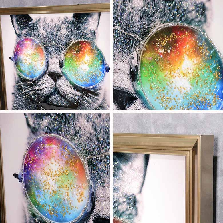 アートフレーム クリスタルピクチャー キャットグラス 猫 ウォールデコ