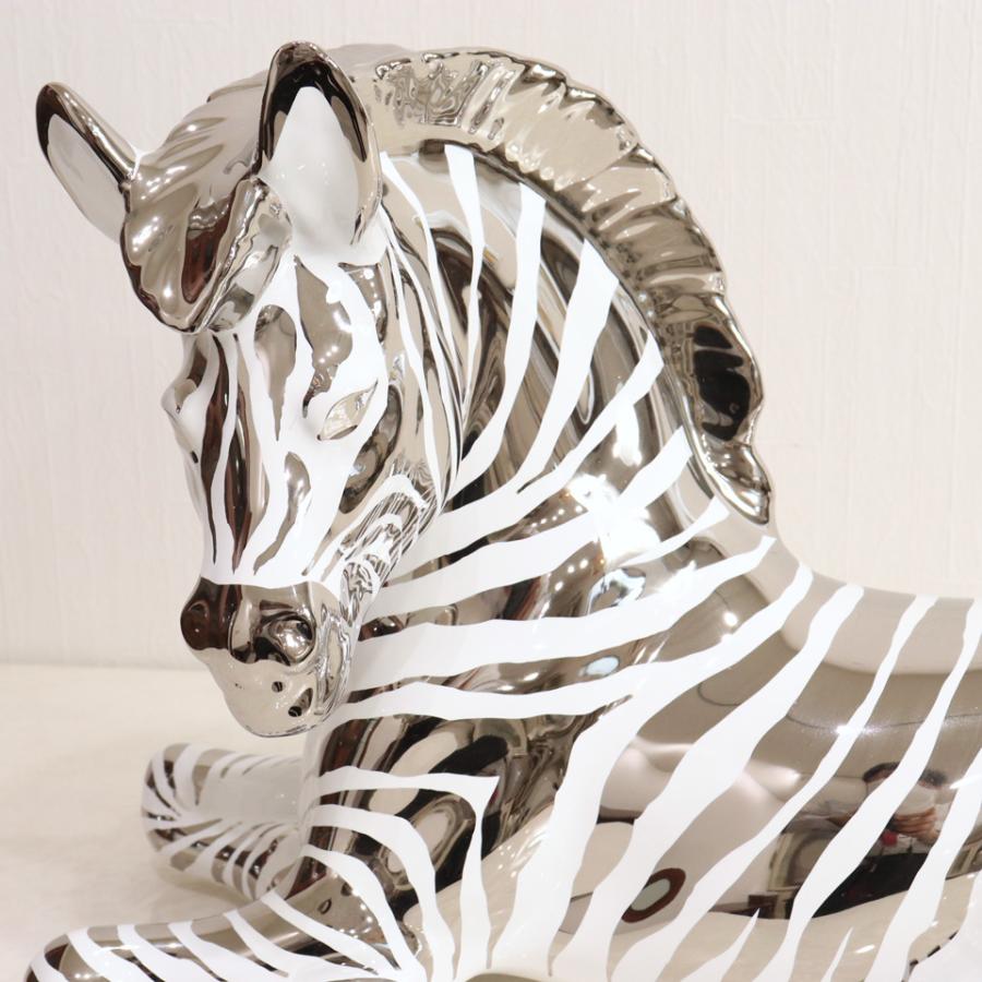 陶器 動物 ゼブラ 置物 イタリア製 シマウマ 完成品 アニマルオブジェ