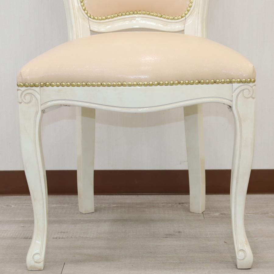 サルタレッリ ヴェルサイユ ピンクレザーダイニングチェア アイボリー