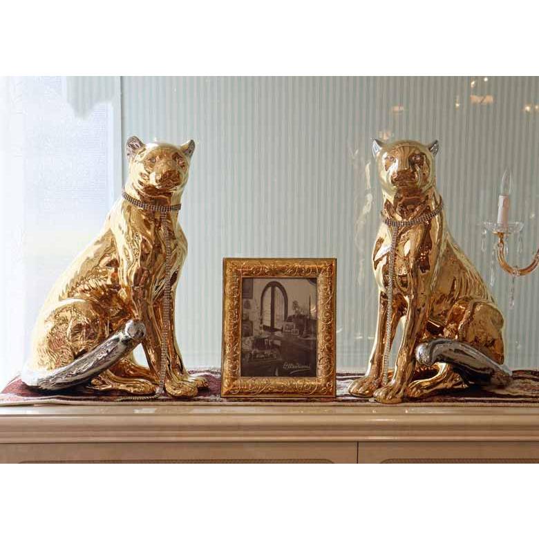 陶器 動物 ヒョウ 置物 イタリア製 豹 レオパード 完成品 ヨーロピアン