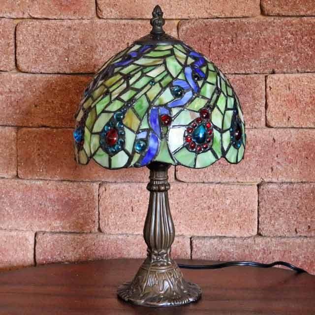 ステンドグラスランプ ピーコック 8インチ 孔雀 ステンドランプ