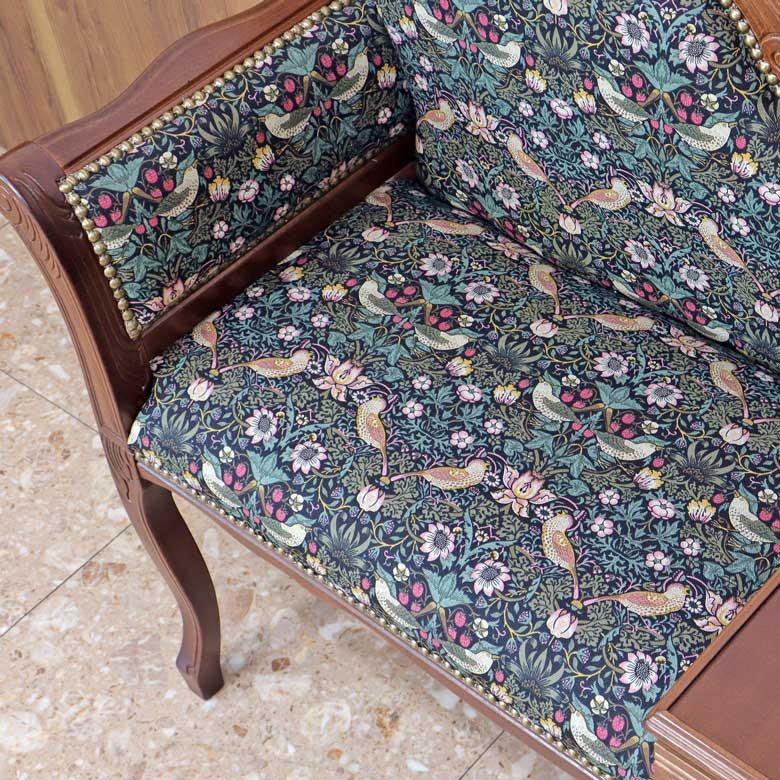 テレフォンベンチ おしゃれ いちご泥棒 グリーン 木製 ベンチ 猫脚