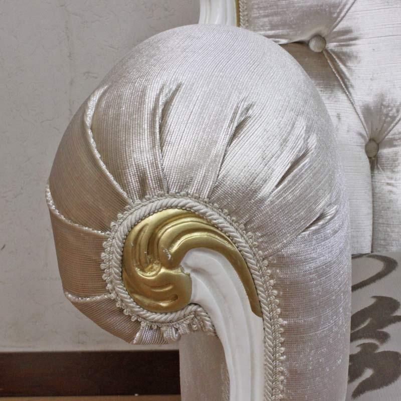 イタリア 1P ソファ ホワイト ヴェルサイユ 一人掛けソファ シルバー