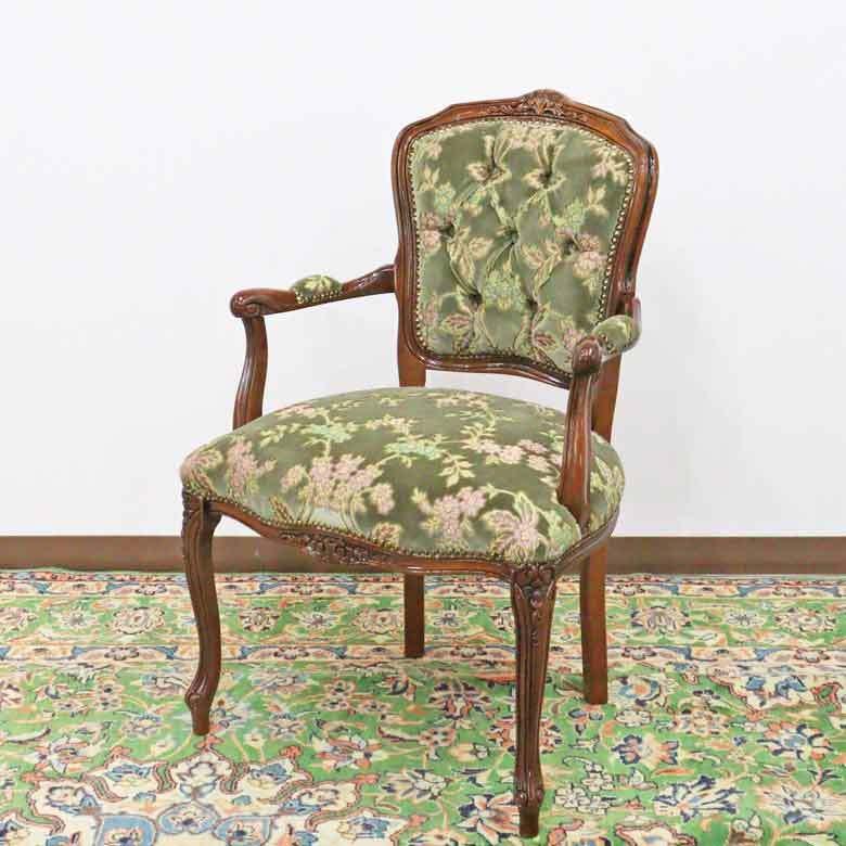 イタリア アームチェア 金華山 グリーン サロンチェア ヴェローナ