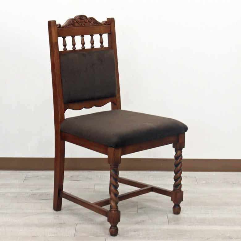 ダイニングチェア オーク 完成品 木製 レトロ イス モケット