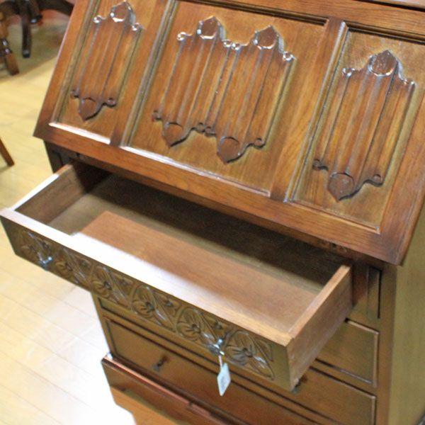 ライティング ビューロー オーク 完成品 木製 レトロ デスク 机 414B