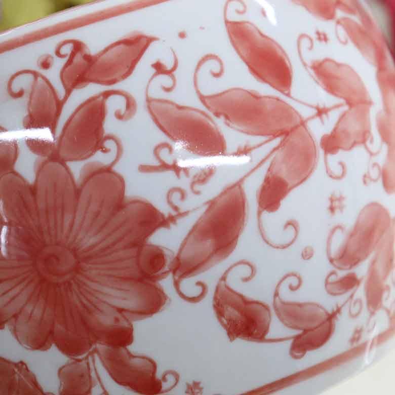 水鉢 ピンク 花柄 5号 シノワズリ ミニ火鉢 鉢カバー プランターカバー