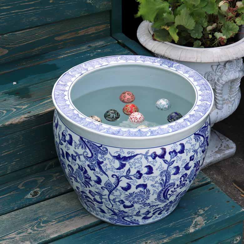 水鉢 大型 陶器 13号 ヒマワリ 白 火鉢 鉢カバー プランターカバー