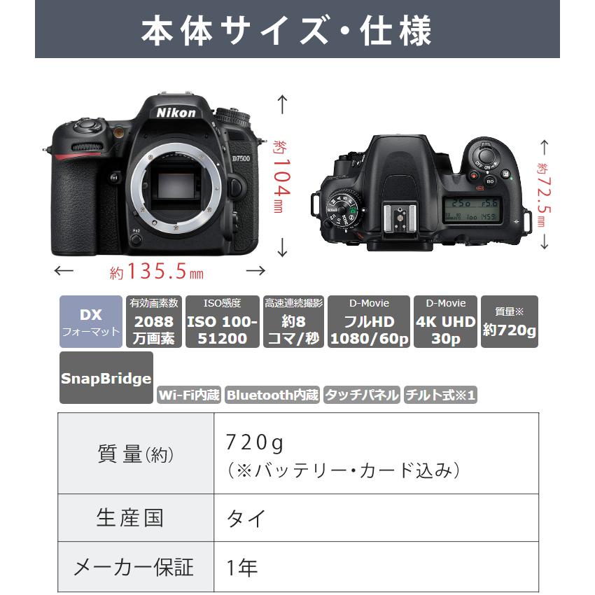 ニコン（Nikon） デジタル一眼レフカメラ D7500 ボディ＆ニコンレンズ