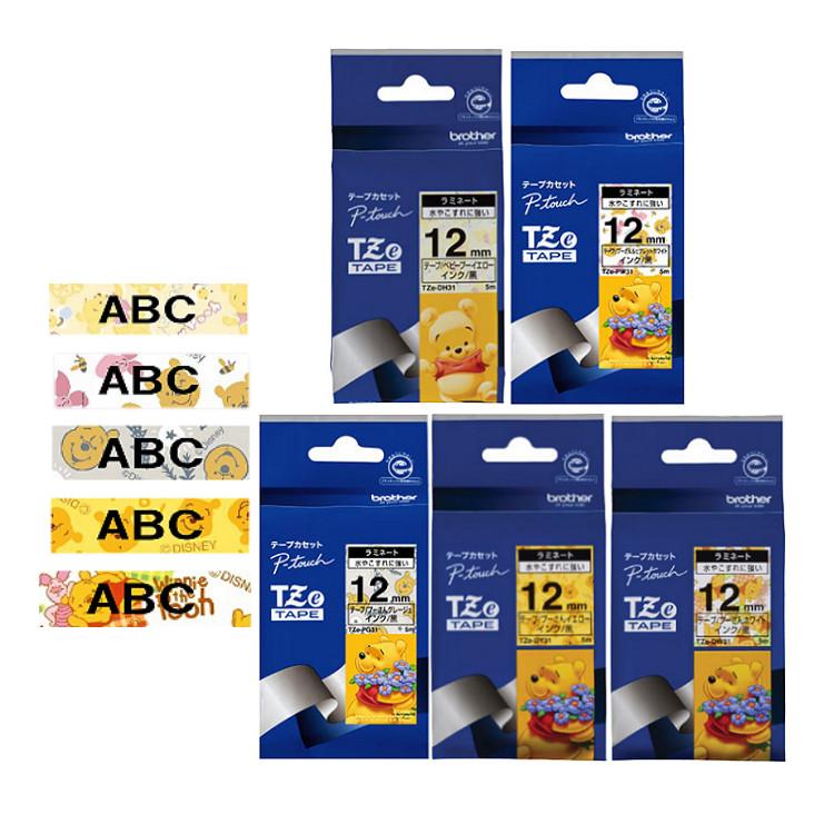 ブラザー工業 (プーさんセット)(まとめ買い5種セット)(12mm)brother