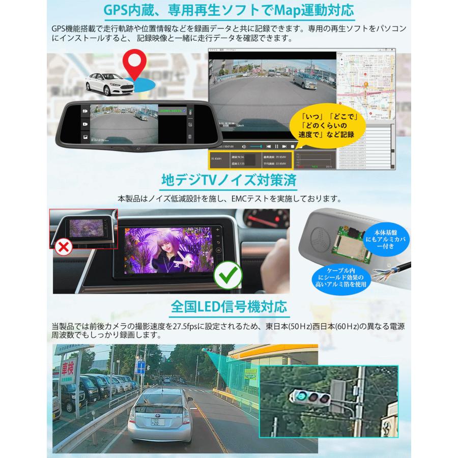 PORMIDO PORMIDO PRD80Cデジタルインナーミラー型ドライブレコーダー