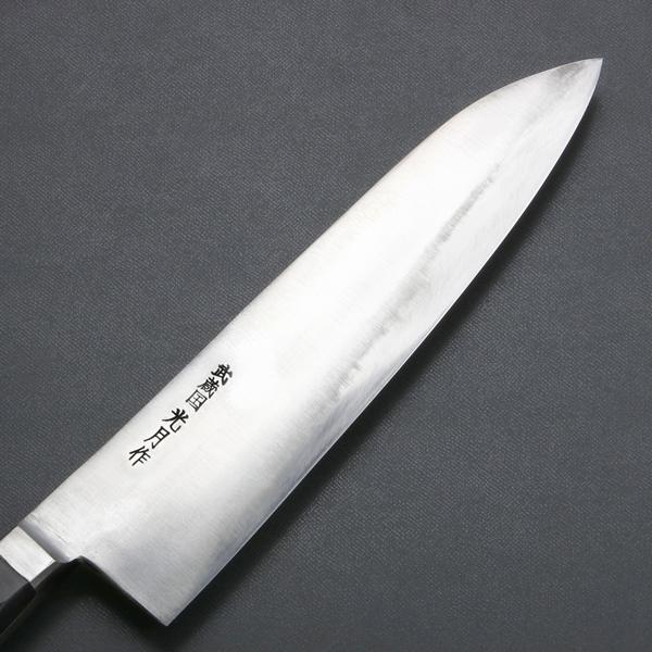 武蔵国光月作 洋出刃包丁 両刃 240mm 全鋼 溶接手仕上げ口金付き