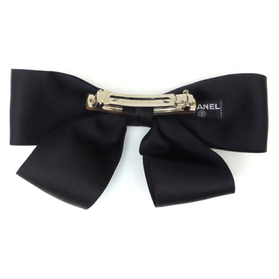 CHANEL（シャネル） バレッタ リボンモチーフ 黒 サテン 【中古