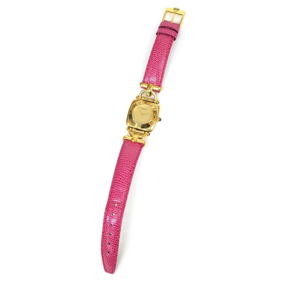 GUCCI（グッチ） 腕時計 クオーツ ピンク革ベルト 6300L ゴールド盤