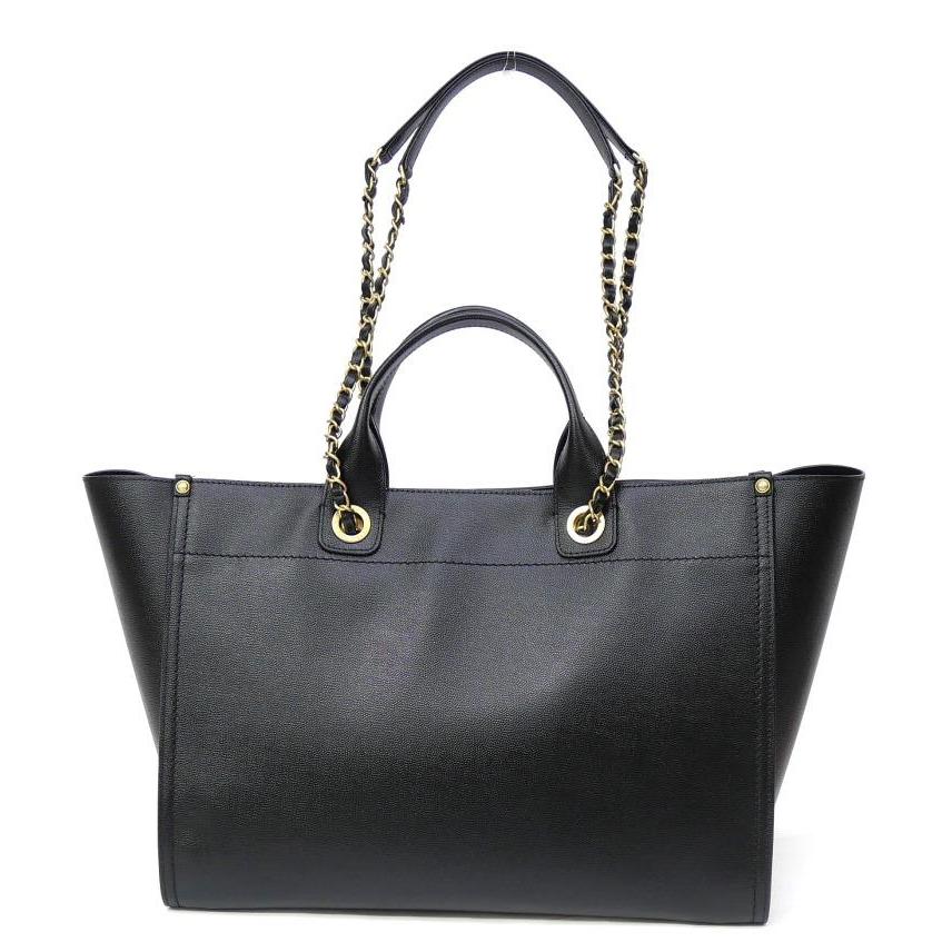 CHANEL（シャネル） ドーヴィル ロゴスタッズ トートバッグ 黒 【中古