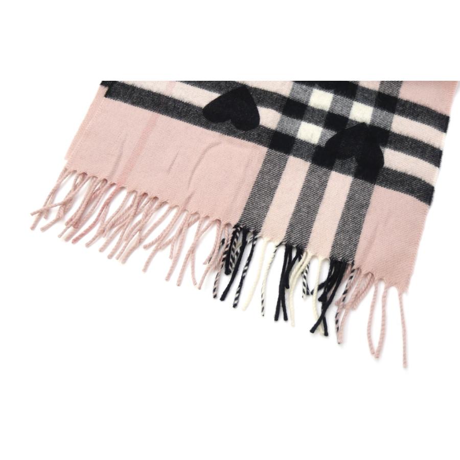 BURBERRY（バーバリー） チェック＆ハート マフラー ピンク カシミヤ