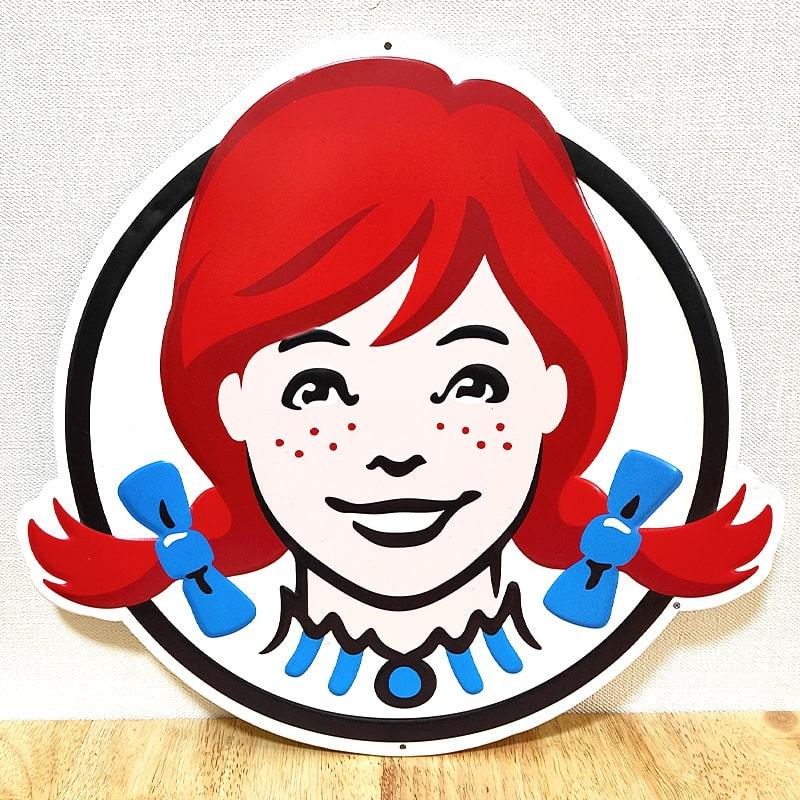 アメリカン レトロ ブリキ看板 Wendy's エンボスメタルサイン