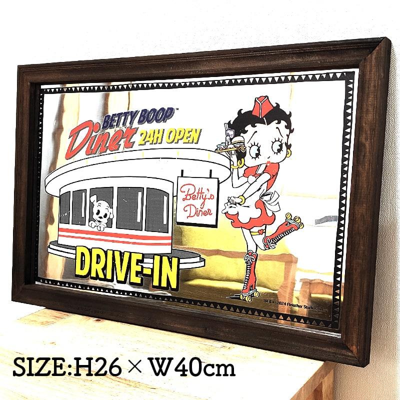鏡 ベティ・ブープ ダイナー かわいい パブミラー アメリカン 雑貨