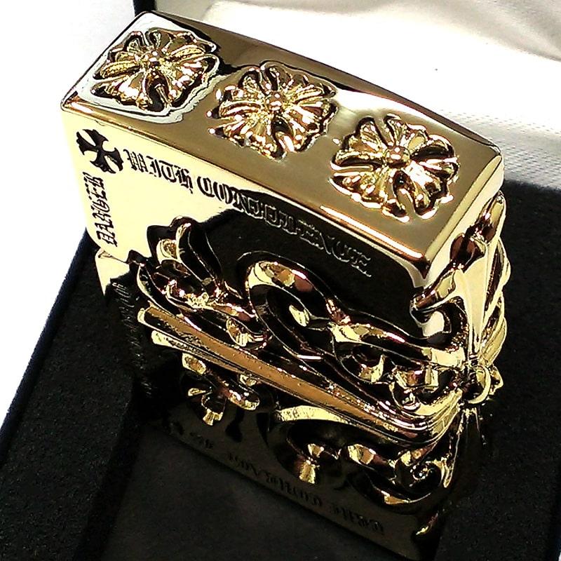ZIPPO（ジッポー） ライター メタルジャケット 超重厚 クロス ゴールド