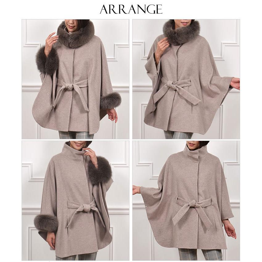 Merfirge 爆買 ポンチョ ケープ カシミヤ ウール SAGA フォックス