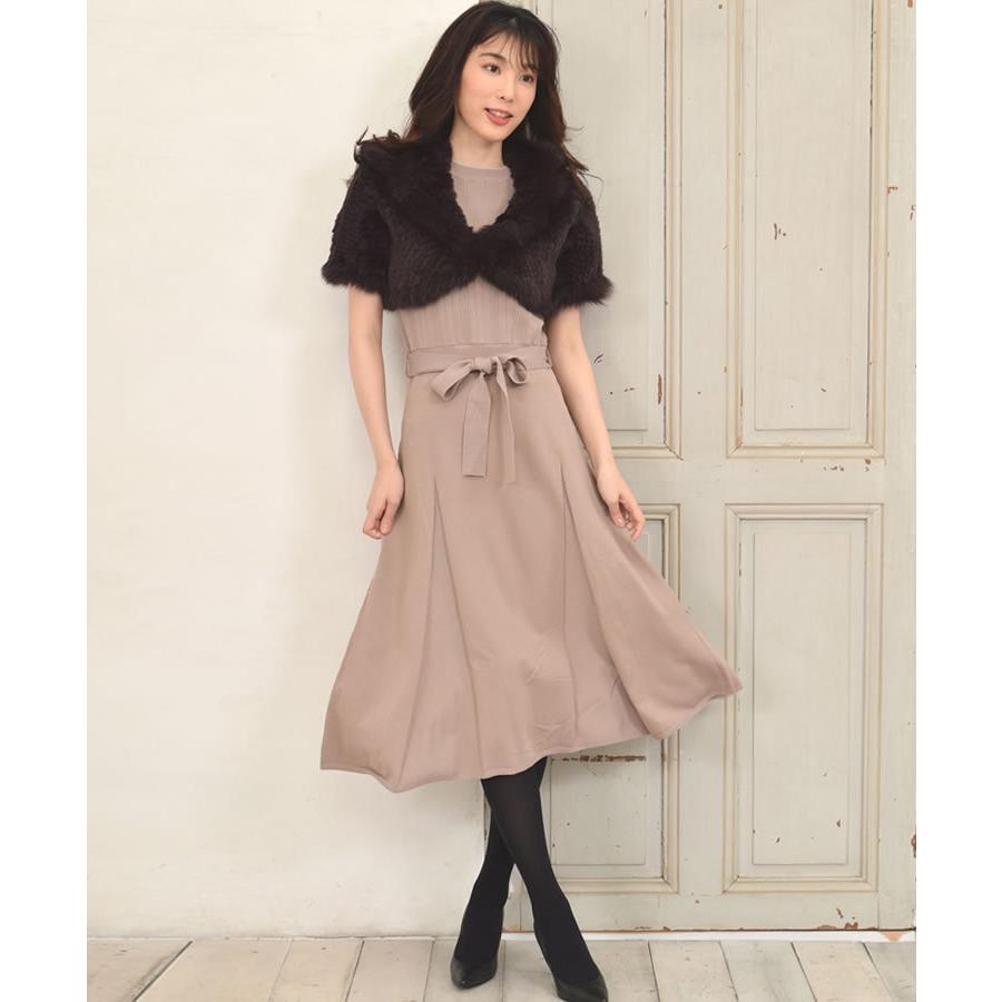 爆買 レッキスラビット編みこみポンチョフォックス付 ファーコート