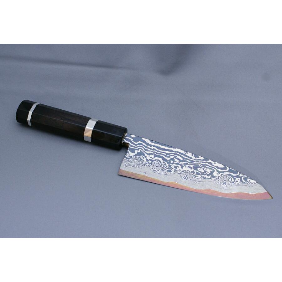堺箱八 155mmダマスカス出刃包丁 青二鋼 伝統の堺包丁 青紙2号 刃渡り