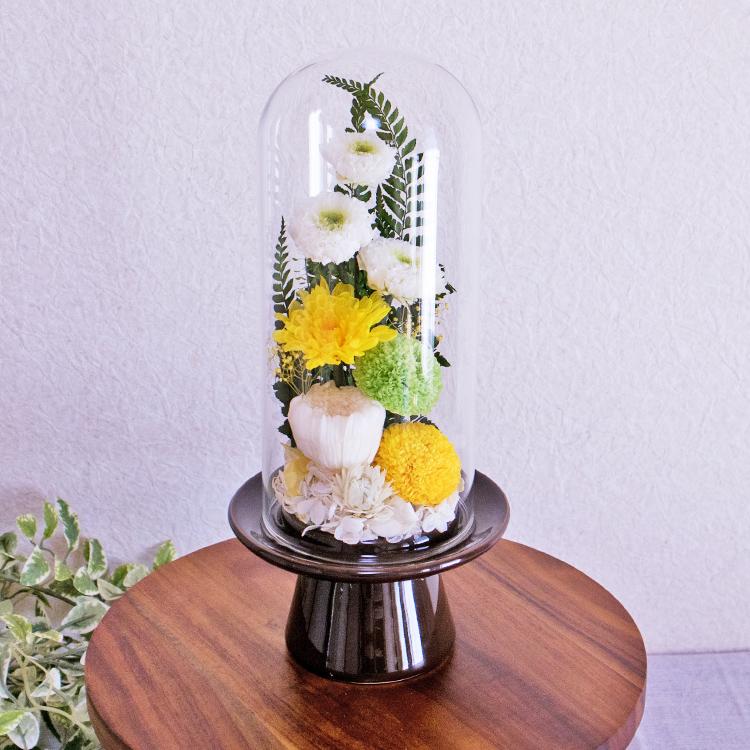 プリザーブドフラワー 仏花 仏壇用 ガラスドーム 大型 bd992 TENMOKU