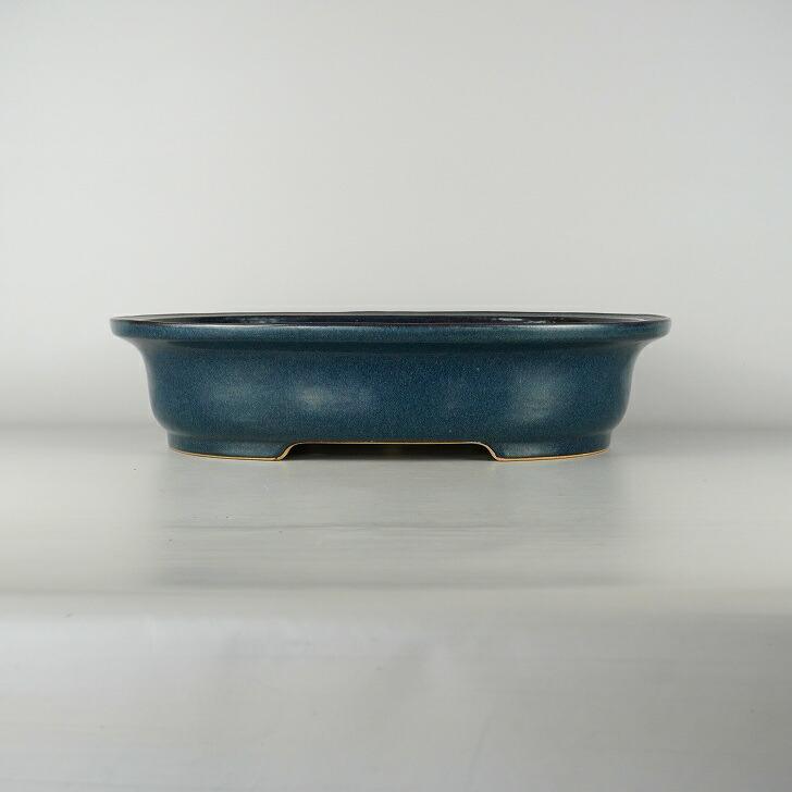 中古】 盆栽鉢 常滑 黎鳳造 大型 長辺 約48cm 楕円鉢 外縁 釉薬 現品