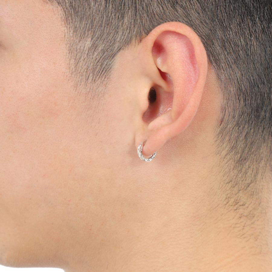 18金 フープピアス ダイヤカット サイドカット入り ホワイトゴールド